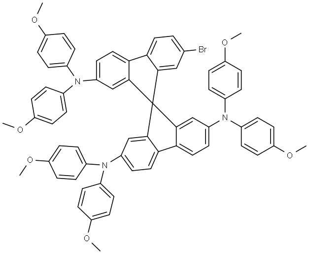 9,9′-Spirobi[9H-fluorene]-2,2′,7-triamine, 7′-bromo-N2,N2,N7,N7,N2′,N2′-hexakis(4-methoxyphenyl)- (ACI) Structure