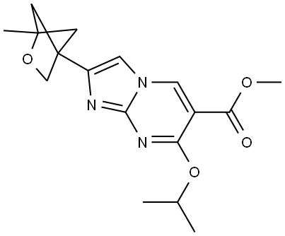 methyl 7-isopropoxy-2-(1-methyl-2-oxabicyclo[2.1.1]hexan-4-yl)imidazo[1,2-a]pyrimidine-6-carboxylate Structure