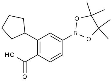 2-Cyclopentyl-4-(4,4,5,5-tetramethyl-1,3,2-dioxaborolan-2-yl)benzoic acid 구조식 이미지