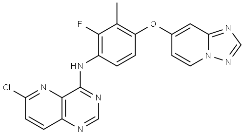 N-(4-([1,2,4]triazolo[1,5-a]pyridin-7-yloxy)-2-fluoro-3-methylphenyl)-6-chloropyrido[3,2-d]pyrimidin-4-amine Structure