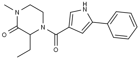 3-ethyl-1-methyl-4-(5-phenyl-1H-pyrrole-3-carbonyl)piperazin-2-one Structure