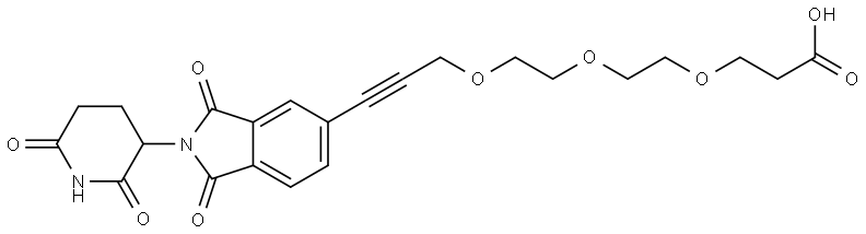 3-[2-[2-[[3-[2-(2,6-Dioxo-3-piperidinyl)-2,3-dihydro-1,3-dioxo-1H-isoindol-5-yl]-2-propyn-1-yl]oxy]ethoxy]ethoxy]propanoic acid (ACI) Structure