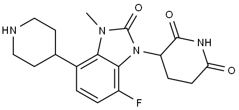 3-[7-fluoro-3-methyl-2-oxo-4-(4-piperidyl)benzoimidazol-1-yl]piperidine-2,6-dione Structure