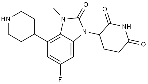 3-[6-fluoro-3-methyl-2-oxo-4-(4-piperidyl)benzoimidazol-1-yl]piperidine-2,6-dione Structure