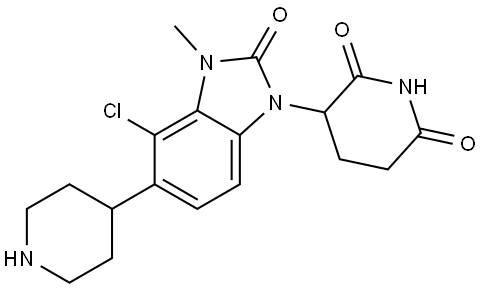 3-(4-chloro-3-methyl-2-oxo-5-(piperidin-4-yl)-2,3-dihydro-1H-benzo[d]imidazol-1-yl)piperidine-2,6-dione Structure