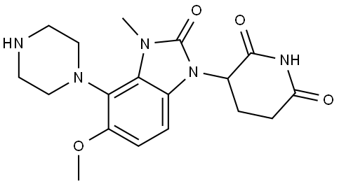 3-(5-Methoxy-3-methyl-2-oxo-4-(piperazin-1-yl)-2,3-dihydro-1H-benzo[d]imidazol-1-yl)piperidine-2,6-dione Structure