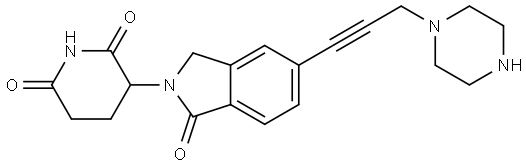 3-(1-oxo-5-(3-(piperazin-1-yl)prop-1-yn-1-yl)isoindol-2-yl)piperidine-2,6-dione Structure