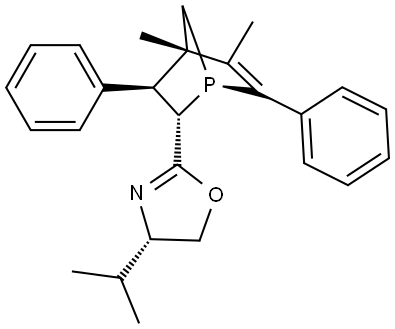 Oxazole, 2-[(1R,2S,3S,4S)-4,5-dimethyl-3,6-diphenyl-1-phosphabicyclo[2.2.1]hept-5-en-2-yl]-4,5-dihydro-4-(1-methylethyl)-, (4S)- 구조식 이미지
