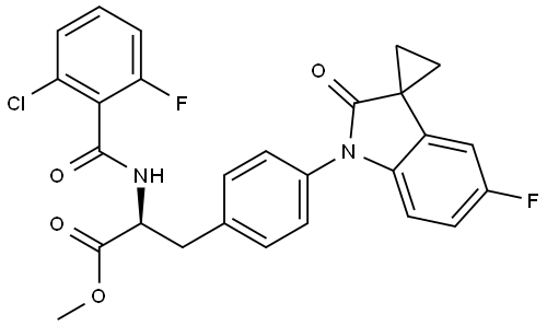 L-Phenylalanine, N-(2-chloro-6-fluorobenzoyl)-4-(5′-fluoro-2′-oxospiro[cyclopropane-1,3′-[3H]indol]-1′(2′H)-yl)-, methyl ester Structure