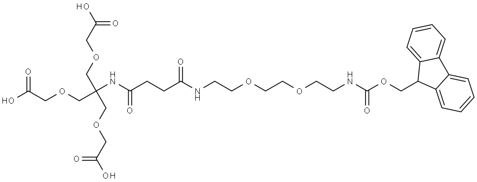 19,19-bis((carboxymethoxy)methyl)-1-(9H-fluoren-9-yl)-3,14,17-trioxo-2,7,10,21-tetraoxa-4,13,18-triazatricosan-23-oic acid Structure