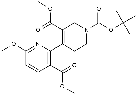 1'-(tert-butyl) 3,3'-dimethyl 6-methoxy-5',6'-dihydro-[2,4'-bipyridine]-1',3,3'(2'H)-tricarboxylate Structure