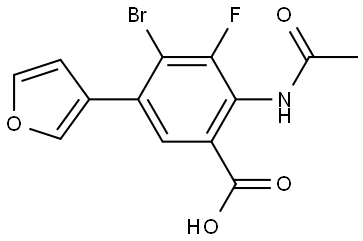 2-acetamido-4-bromo-3-fluoro-5-(3-furyl)benzoic acid Structure