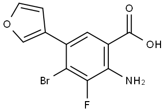 2-amino-4-bromo-3-fluoro-5-(3-furyl)benzoic acid Structure