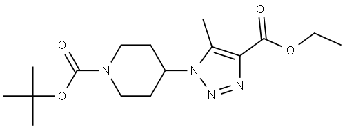 1-Piperidinecarboxylic acid, 4-[4-(ethoxycarbonyl)-5-methyl-1H-1,2,3-triazol-1-yl]-, 1,1-dimethylethyl ester Structure