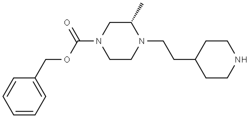 (3S)-3-methyl-4-[2-(4-piperidyl)ethyl]piperazine-1-carboxylic acid benzyl ester Structure