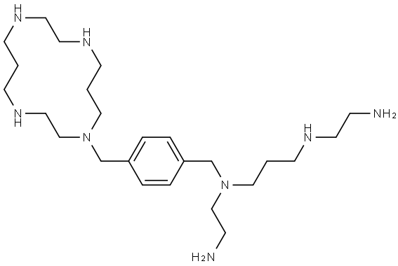 N1-(4-((1,4,8,11-Tetraazacyclotetradecan-1-yl)methyl)benzyl)-N1,N3-bis(2-aminoethyl)propane-1,3-diamine Structure