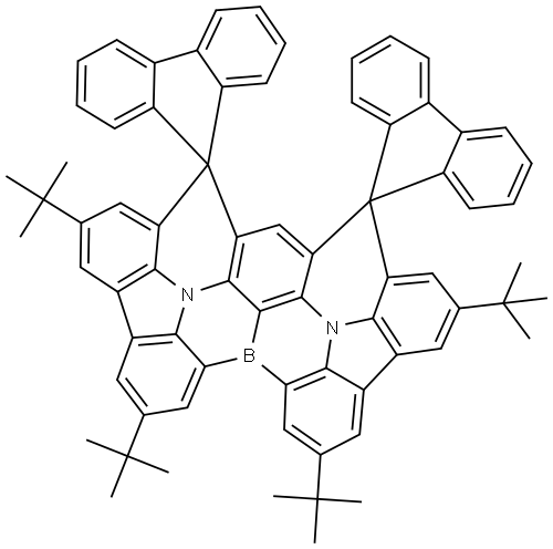 2',5',11',14'-tetra-tert-butyl-3a2',8a2'-diaza-15b'-boradispiro[fluorene-9,7'-diacenaphtho[1,2,3,4-defg:1',2',3',4',5'-pqChemicalbookrst]pentaphene-9',9''-fluorene]-1'(15c'),2',3a',3b',4',6',7a',8',8a1'(15b1'),9a',9a1'(12a'),11',12b',13',15'-pentadecaene Structure