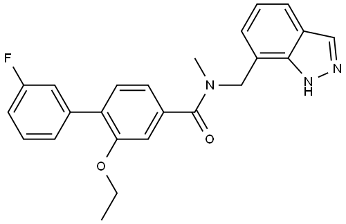 [1,1′-Biphenyl]-4-carboxamide, 2-ethoxy-3′-fluoro-N-(1H-indazol-7-ylmethyl)-N-methyl- Structure