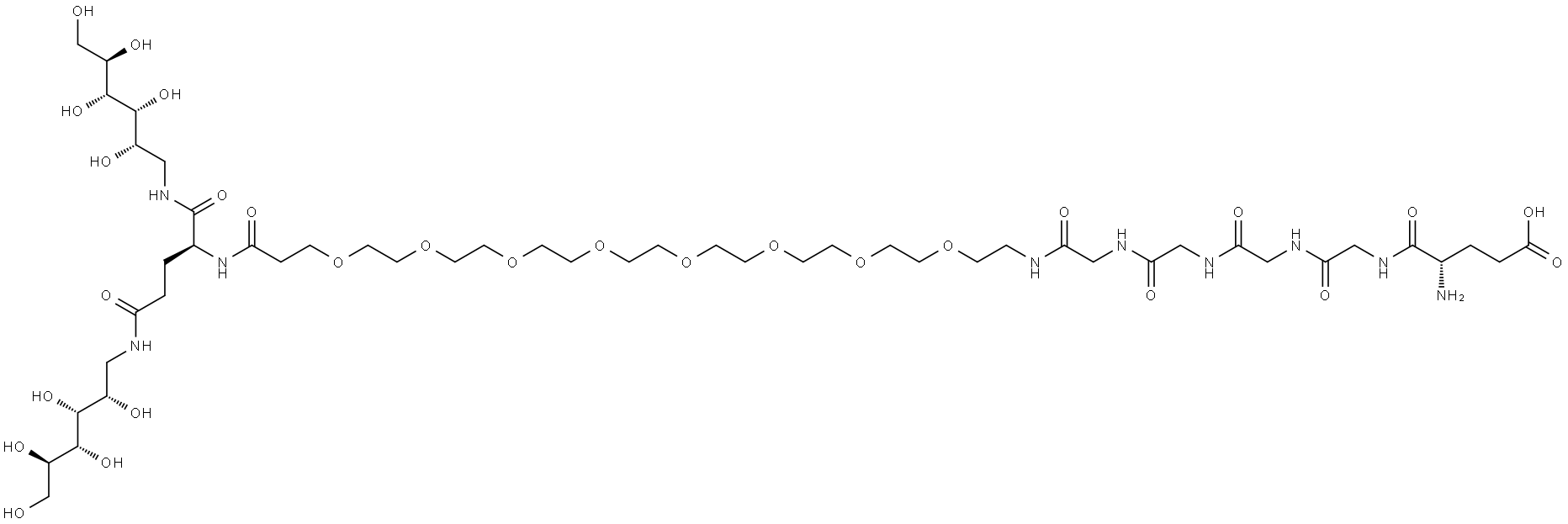 EGGGG-PEG8-amide-bis(deoxyglucitol) Structure