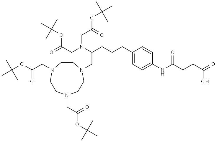 1H-1,4,7-Triazonine-1,4(5H)-diacetic acid, 7-[2-[bis[2-(1,1-dimethylethoxy)-2-oxoethyl]amino]-5-[4-[(3-carboxy-1-oxopropyl)amino]phenyl]pentyl]hexahydro-, 1,4-bis(1,1-dimethylethyl) ester 구조식 이미지