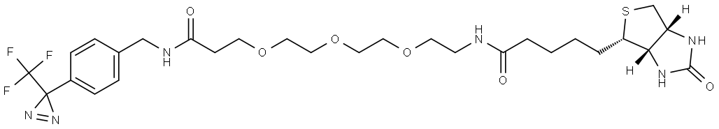 Biotin-PEG3-CONH-Ph-CF3-diazirine Structure