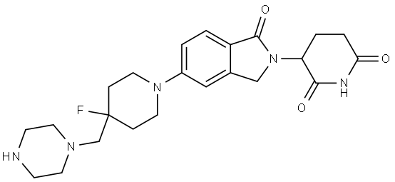 3-{5-[4-fluoro-4-(piperazin-1-ylmethyl)piperidin-1-yl]-1-oxo-3H-isoindol-2-yl}piperidine-2,6-dione Structure