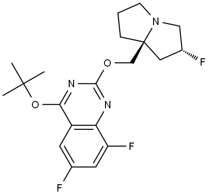 4-(tert-butoxy)-6,8-difluoro-2-(((2R,7aS)-2-fluorotetrahydro-1H-pyrrolizin-7a(5H)-yl)methoxy)quinazoline Structure