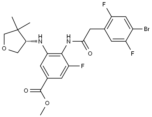 methyl 4-[2-(4-bromo-2,5-difluorophenyl)acetamido]-3-{[(3S)-4,4-dimethyloxolan-3-yl]amino}-5-fluorobenzoate Structure