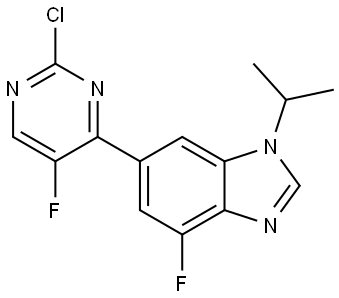 6-(2-chloro-5-fluoropyrimidin-4-yl)-4-fluoro-1-isopropyl-1H-benzo[d]imidazole Structure