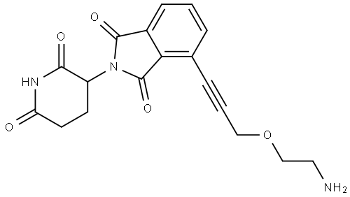 4-(3-(2-aminoethoxy)prop-1-yn-1-yl)-2-(2,6-dioxopiperidin-3-yl)isoindoline-1,3-dione hydrochloride Structure