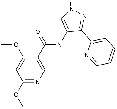 3-Pyridinecarboxamide, 4,6-dimethoxy-N-[3-(2-pyridinyl)-1H-pyrazol-4-yl]- Structure