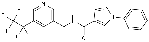 1H-Pyrazole-4-carboxamide, N-[[5-(1,1,2,2,2-pentafluoroethyl)-3-pyridinyl]methyl]-1-phenyl- Structure