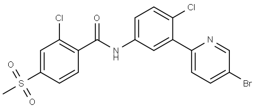 Benzamide, N-[3-(5-bromo-2-pyridinyl)-4-chlorophenyl]-2-chloro-4-(methylsulfonyl)- Structure