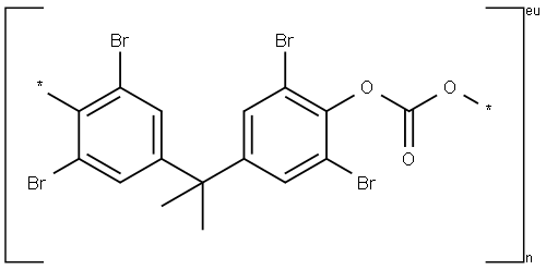 Poly[oxycarbonqloxy(2,6-dibromo-1,4-phenylene)-(1-methylethylidene)(3,5-dibromo-1,4-phenylene)] Structure