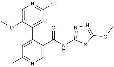 2'-chloro-5'-methoxy-N-(5-methoxy-1,3,4-thiadiazol-2-yl)-6-methyl-[4,4'-bipyridine]-3-carboxamide Structure