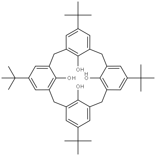 Pentacyclo[19.3.1.13,7.19,13.115,19]octacosa-1(25),3,5,7(28),9,11,13(27),15,17,19(26),21,23-dodecaene-25,26,27,28-tetrol, 5,11,17,23-tetrakis(1,1-dimethylethyl)-, stereoisomer 구조식 이미지