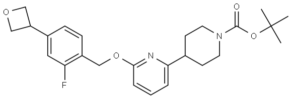 1-Piperidinecarboxylic acid, 4-[6-[[2-fluoro-4-(3-oxetanyl)phenyl]methoxy]-2-pyridinyl]-, 1,1-dimethylethyl ester Structure