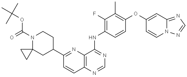 tert-butyl 7-(4-((4-([1,2,4]triazolo[1,5-a]pyridin-7-yloxy)-2-fluoro-3-methylphenyl)amino)pyrido[3,2-d]pyrimidin-6-yl)-4-azaspiro[2.5]octane-4-carboxylate Structure