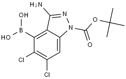 (3-Amino-1-(tert-butoxycarbonyl)-5,6-dichloro-1H-indazol-4-yl)boronic acid Structure