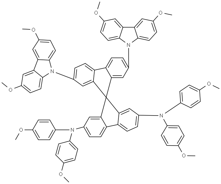 9,9′-Spirobi[9H-fluorene]-2,7-diamine, 2′,7′-bis(3,6-dimethoxy-9H-carbazol-9-yl)-N2,N2,N7,N7-tetrakis(4-methoxyphenyl)- Structure