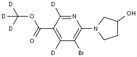 methyl-d3 5-bromo-6-(3-hydroxypyrrolidin-1-yl)nicotinate-2,4-d2 Structure