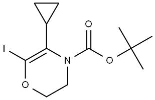 tert-butyl 5-cyclopropyl-6-iodo-2,3-dihydro-4H-1,4-oxazine-4-carboxylate Structure