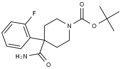 1-Piperidinecarboxylic acid, 4-(aminocarbonyl)-4-(2-fluorophenyl)-, 1,1-dimethylethyl ester Structure