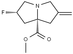 1H-Pyrrolizine-7a(5H)-carboxylic acid, 2-fluorotetrahydro-6-methylene-, methyl ester, (2S,7aS)- Structure