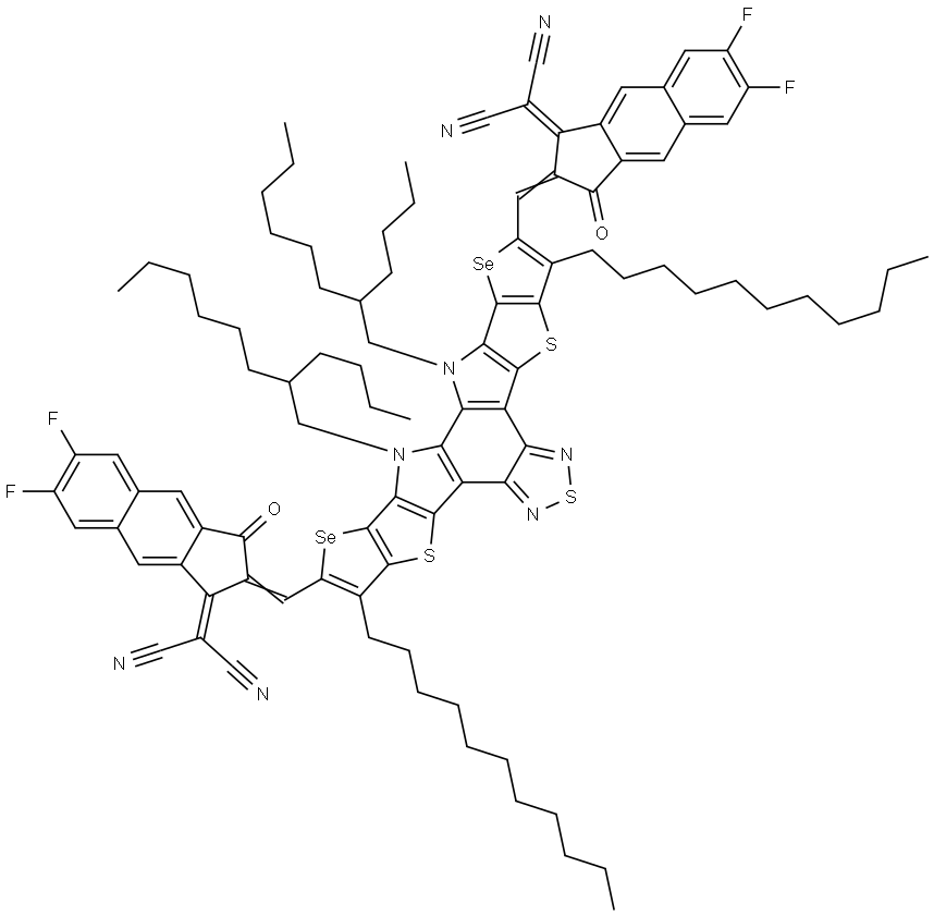 2,2'-((2Z,2'Z)-((12,13-bis(2-butyloctyl)-3,9-diundecyl-12,13-dihydro-[1,2,5]thiadiazolo[3,4-e]thieno[2'',3'':4',5']thieno[2',3':4,5]pyrrolo[3,2-g]thieno[2',3':4,5]thieno[3,2-b]indole-2,10-diyl)bis(met Structure