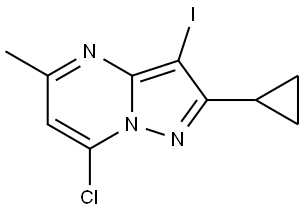 7-chloro-2-cyclopropyl-3-iodo-5-methylpyrazolo[1,5-a]pyrimidine Structure