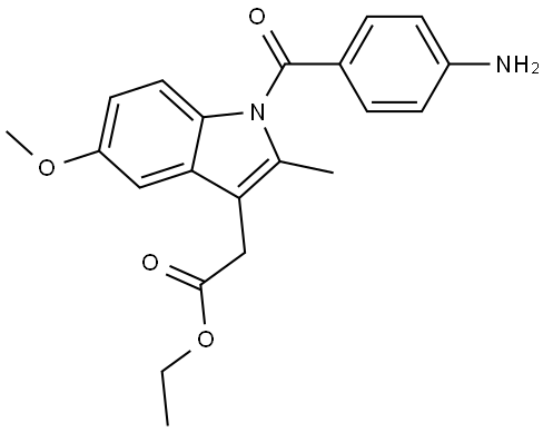 1H-Indole-3-acetic acid, 1-(4-aminobenzoyl)-5-methoxy-2-methyl-, ethyl ester Structure