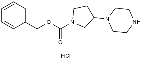 1-Pyrrolidinecarboxylic acid, 3-(1-piperazinyl)-, phenylmethyl ester, hydrochloride (1:1) Structure