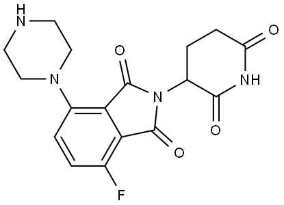 2-(2,6-dioxopiperidin-3-yl)-4-fluoro-7-(piperazin-1-yl)isoindoline-1,3-dione Structure