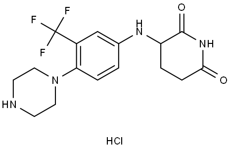 3-((4-(piperazin-1-yl)-3-(trifluoromethyl)phenyl)amino)piperidine-2,6-dione hydrochloride Structure